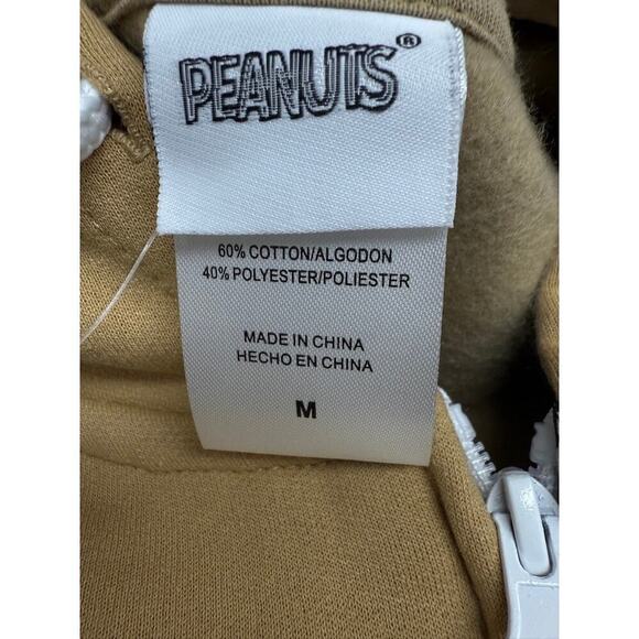 NWT PEANUTS Snoopy Joe Cool Color Block Tan Sweatshirt with a Full Zip Hoodie M - Picture 5 of 5